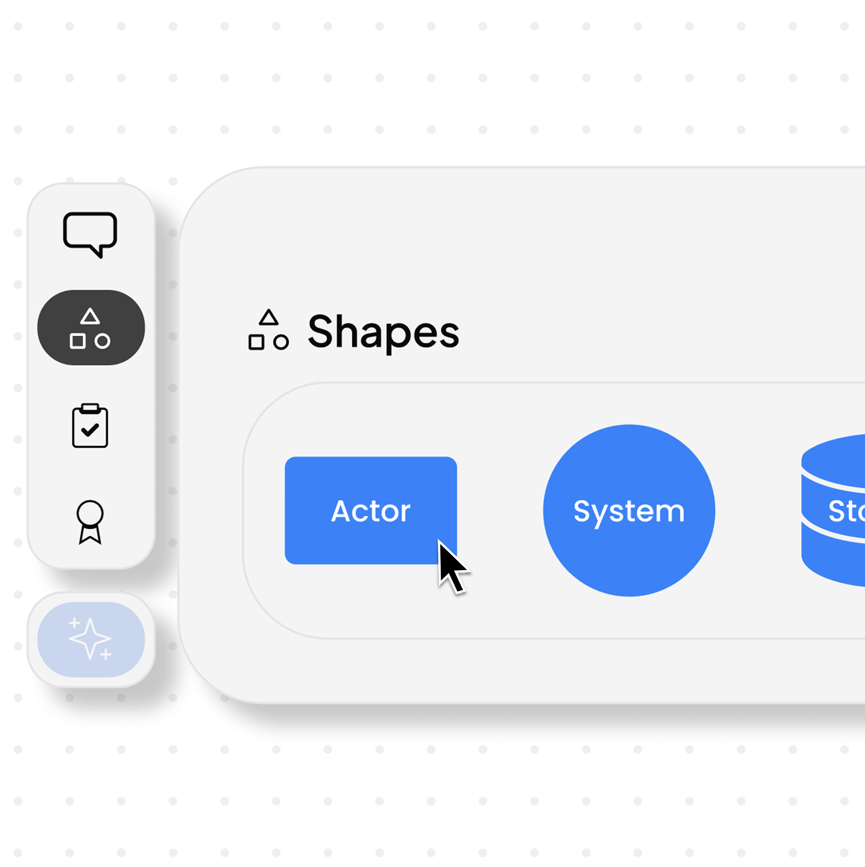 a mouse cursor hovering over the actor shape in previty check