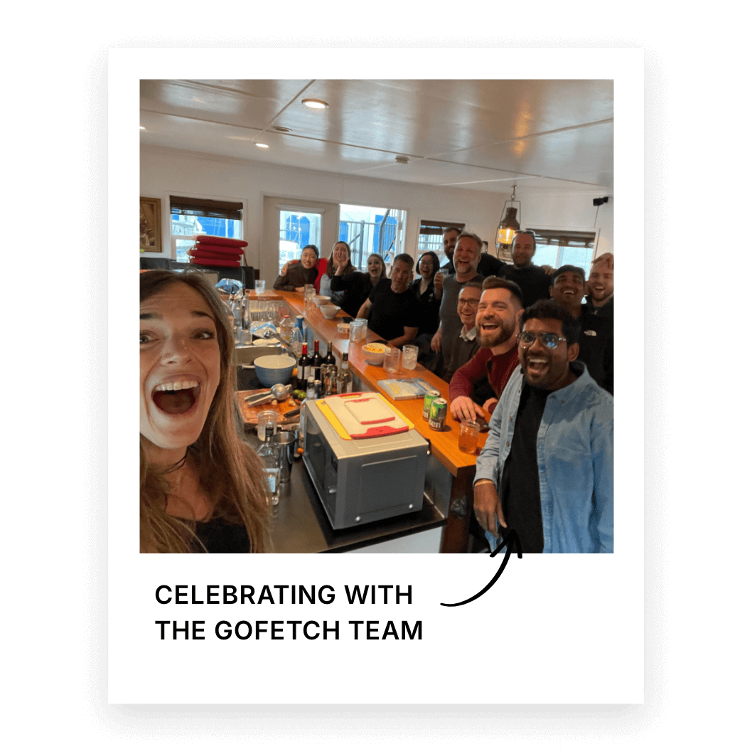 Celebrating with the GoFetch team.