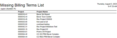 Missing Billing Terms