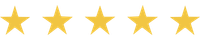 Five gold stars in a horizontal row representing a 5-star rating.