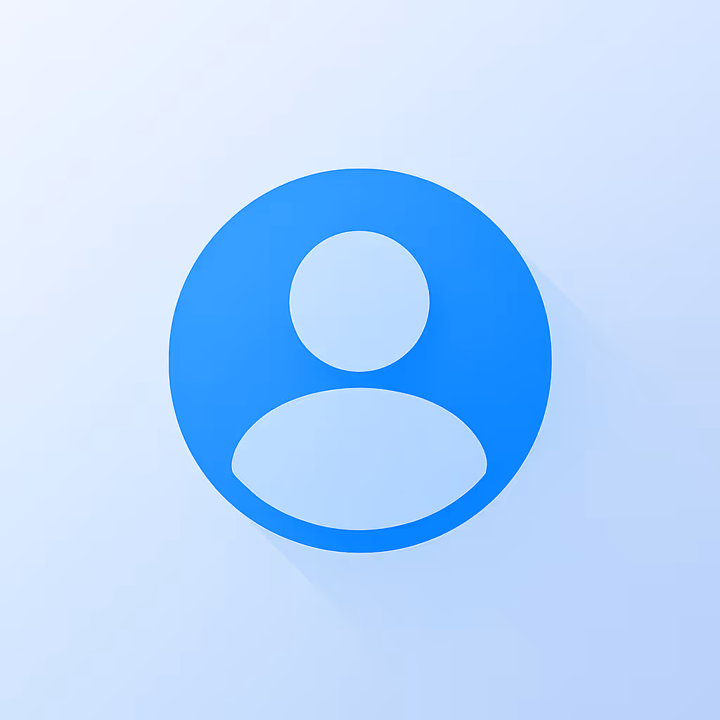 Blue user profile icon on a light blue background.
