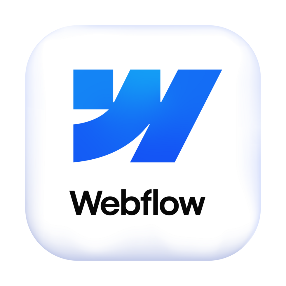Webflow blue stylized W logo above the word 'Webflow' in black text on white background.