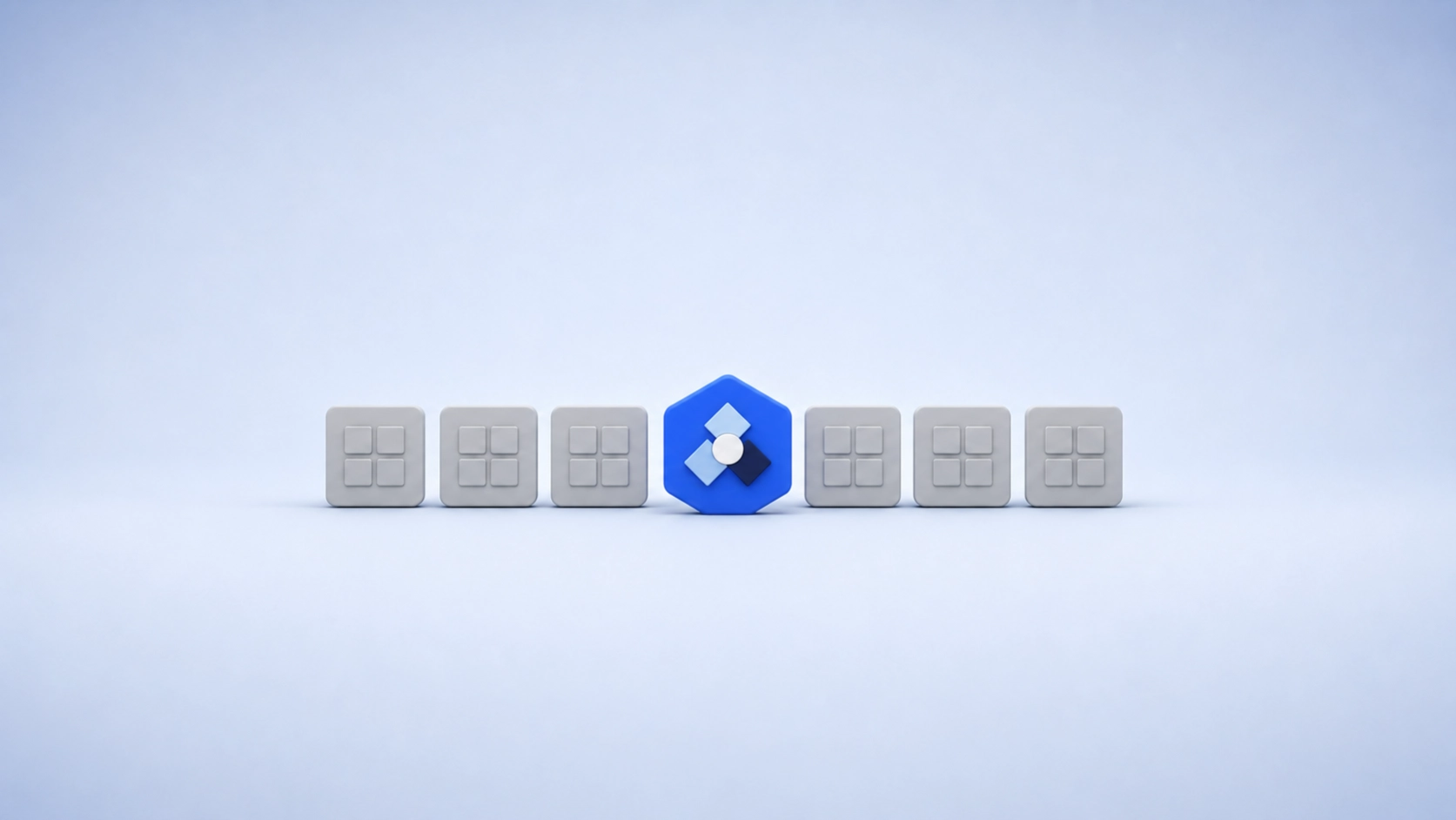 Electric-blue ERP implementation partner brand standing out among generic grey competitors.