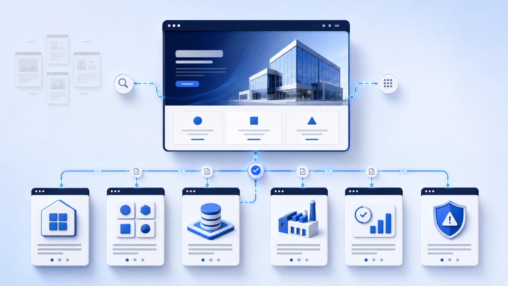 SEO page architecture for an ERP consulting firm, connecting service, platform, industry, case-study and buyer-risk pages