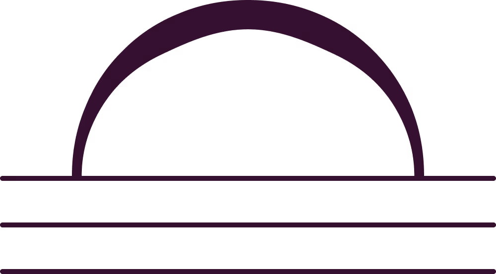 Symbol av en halvsirkel over tre horisontale linjer, som representerer Libra stjernetegn.