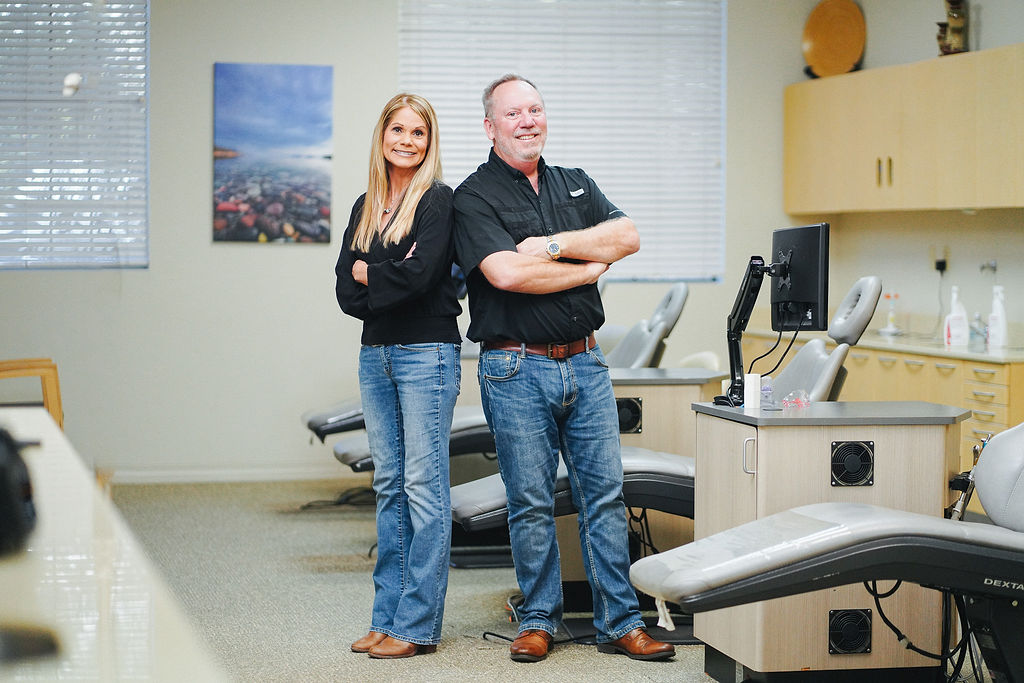 Dr. Robert Ogden with Treatment Coordinator Karyn Ogden in the treatment bay at Ogden Orthodontics