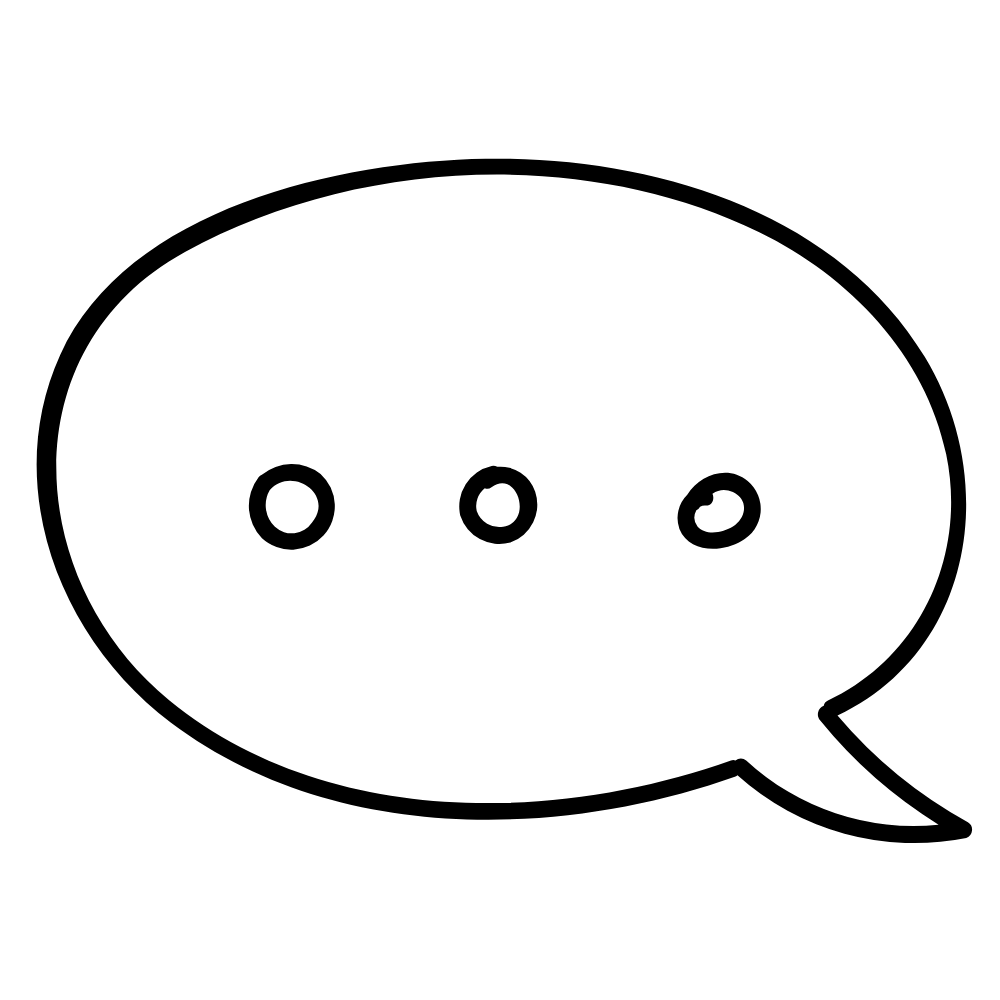 Outline of a speech bubble with three dots inside representing a typing or message indicator.