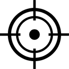 Black crosshair targeting symbol with concentric circles and intersecting lines.