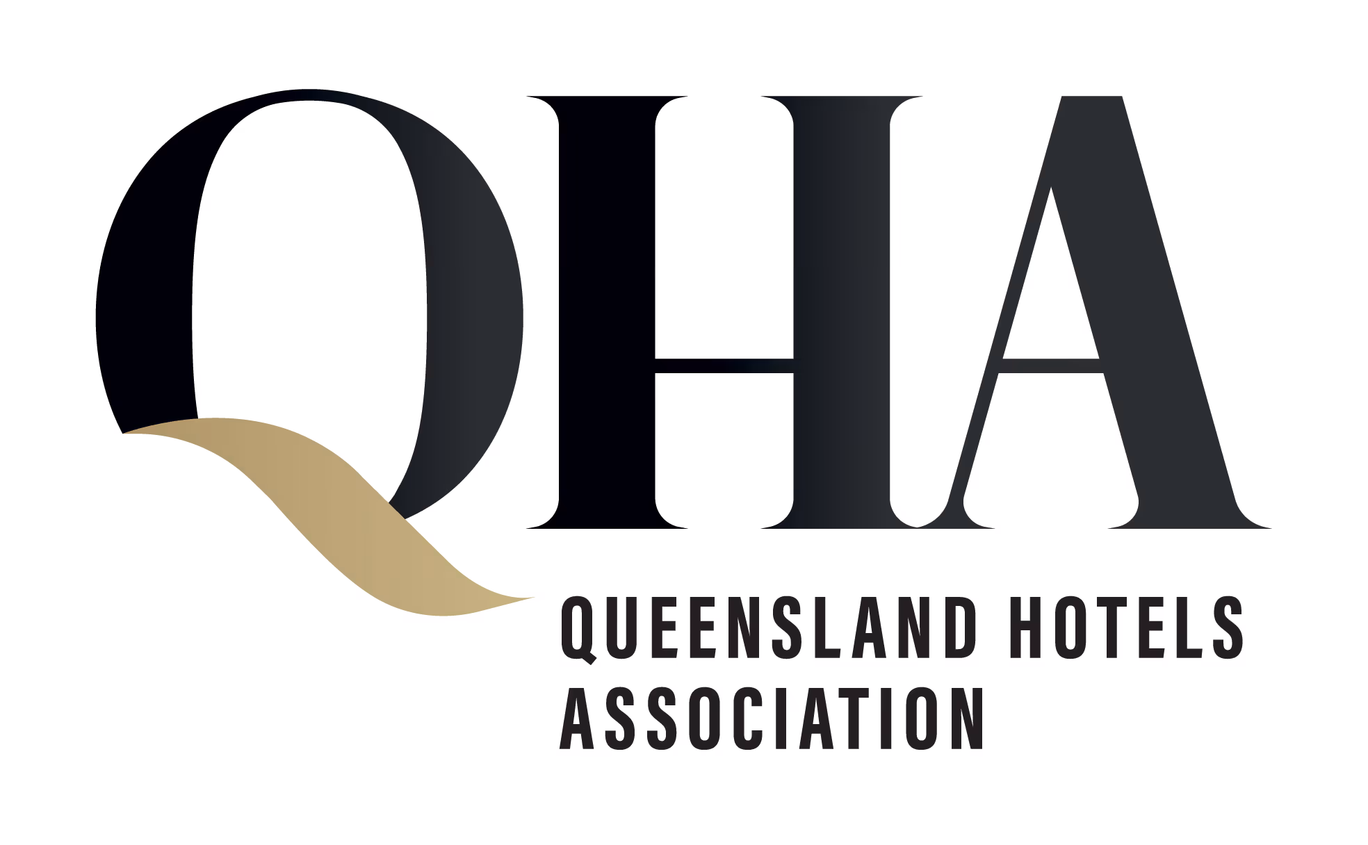 Logo with large letters QHA and text Queensland Hotels Association below.
