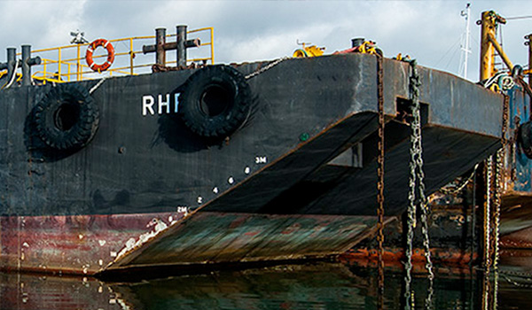 The RHR bottom dump barge at sea