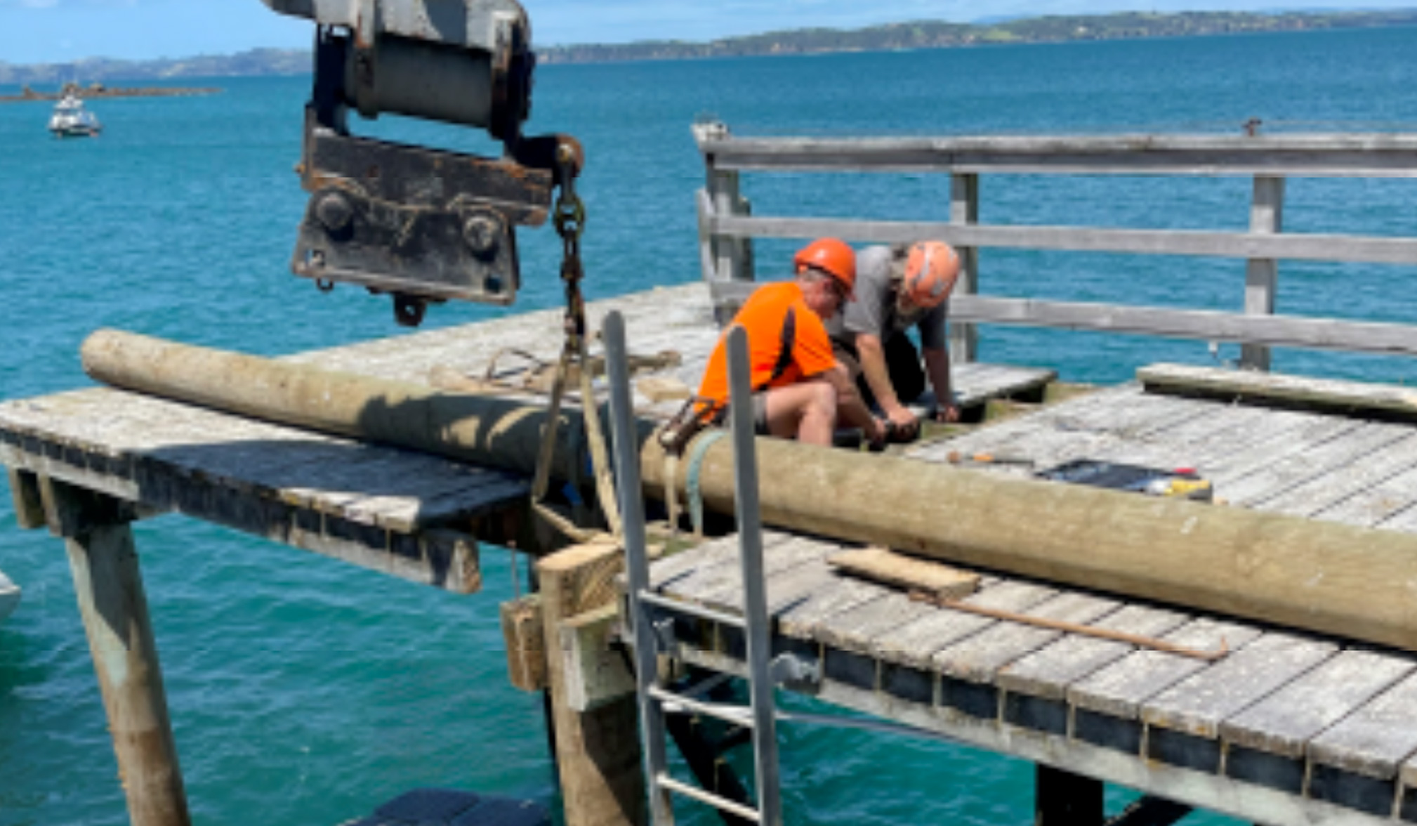 Jetty construction work in progress