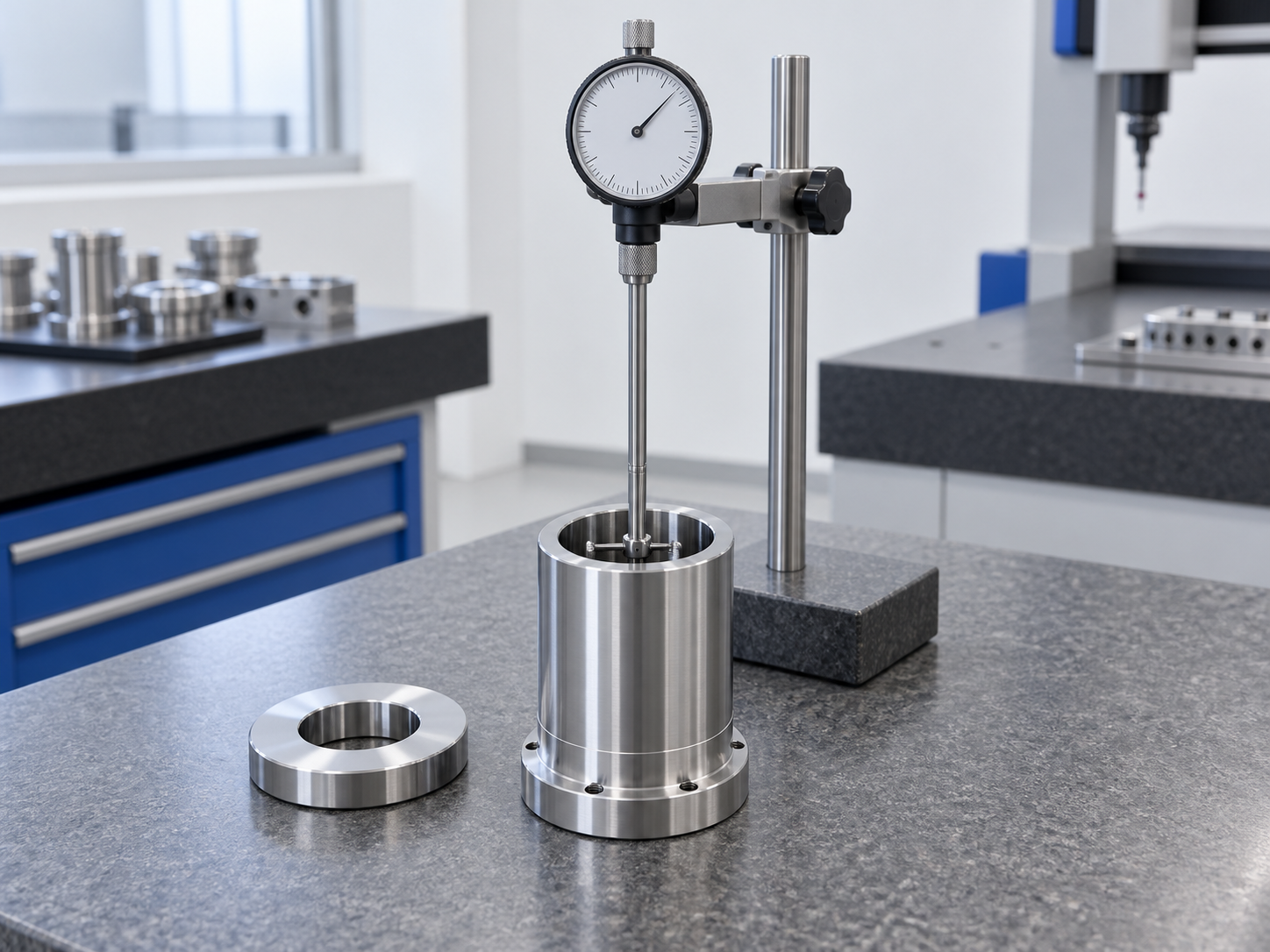Illustrative bore gauge positioned inside a machined sleeve