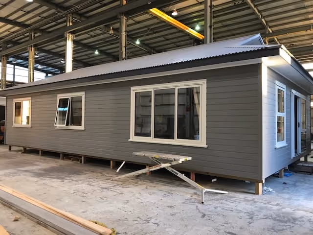 Prefab home being built in factory
