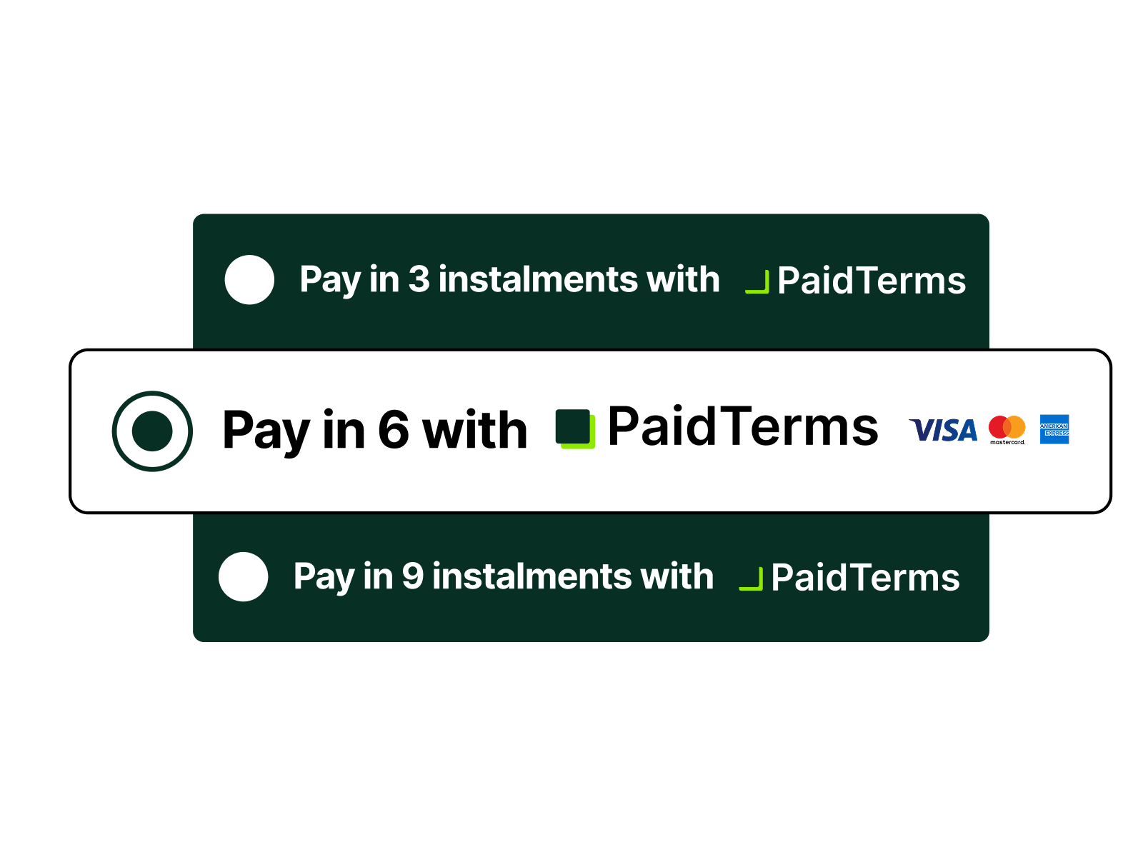 Customer chooses terms