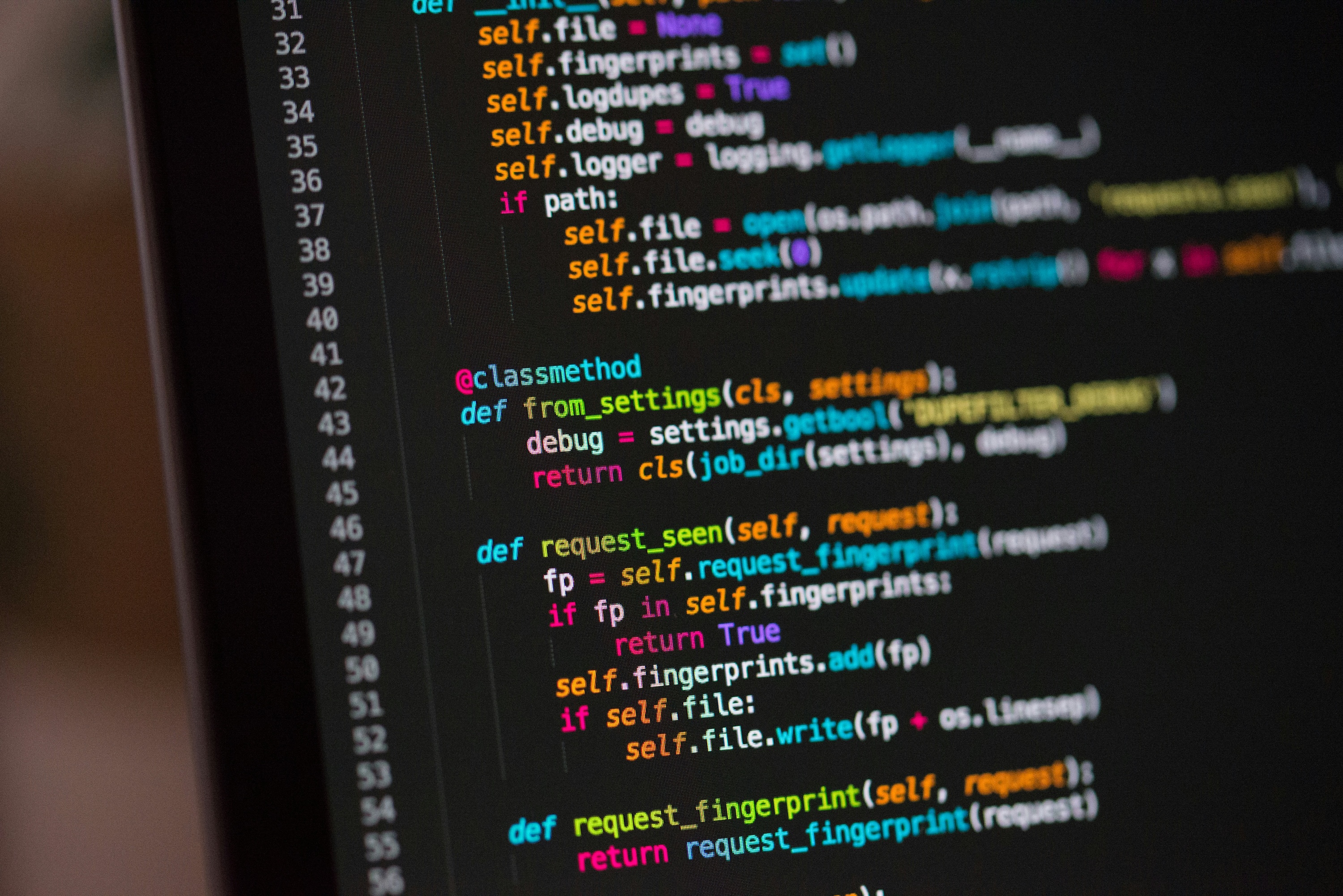 A IDE displaying computer code in a vivid theme