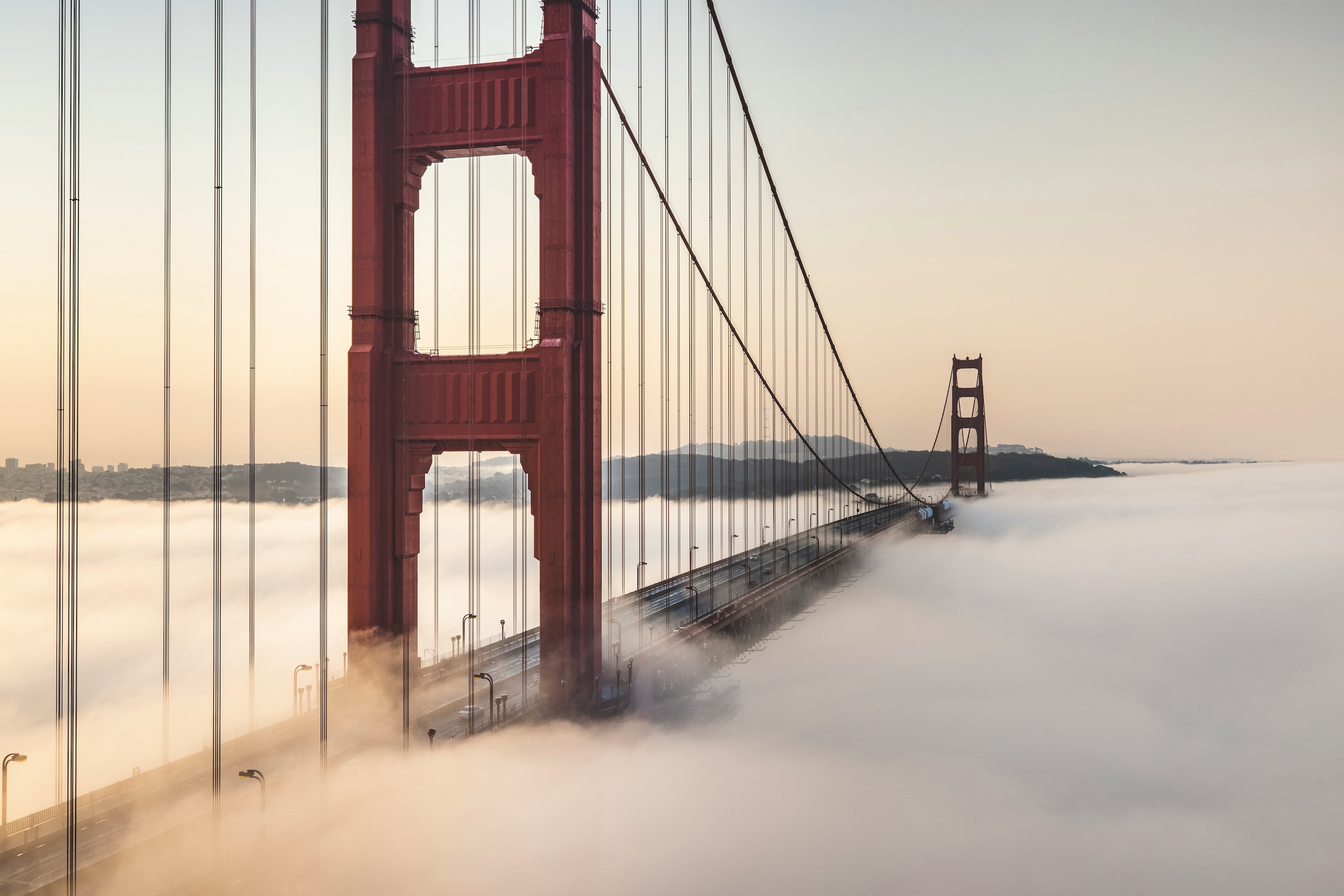 Golden Gate in San Francisco covered in fog 