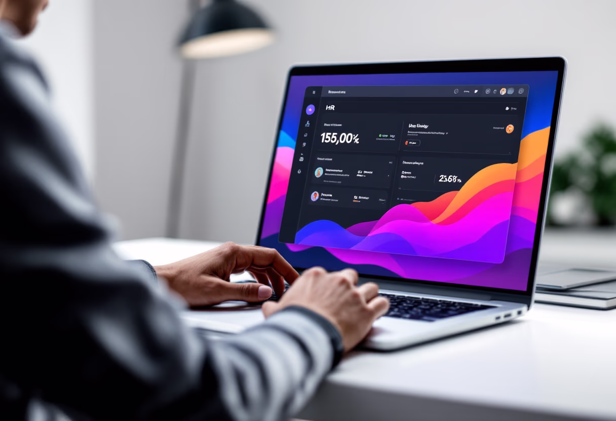 [interface] image of employee interacting with hr software (for a hr tech)