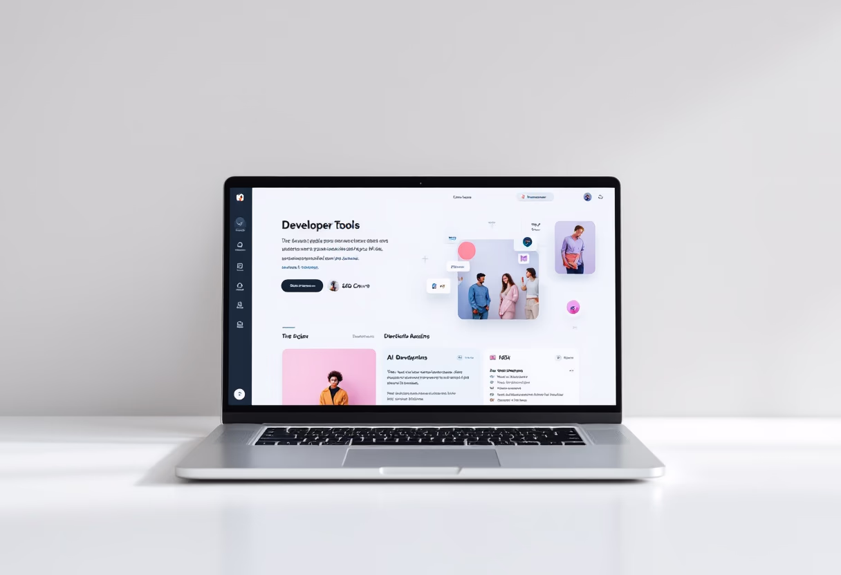 [digital project] interface of ai developer tools on a laptop screen.