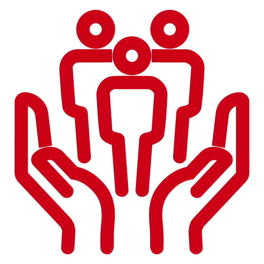Icon of three people held in cupped hands