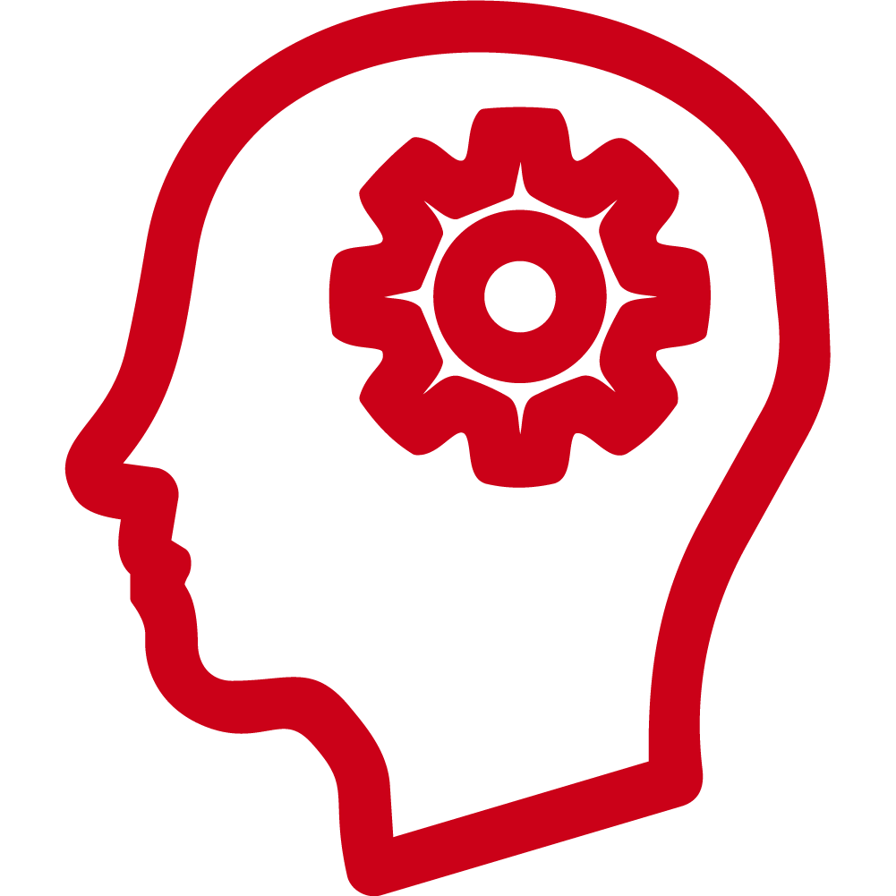 Icon of a head profile with a gear