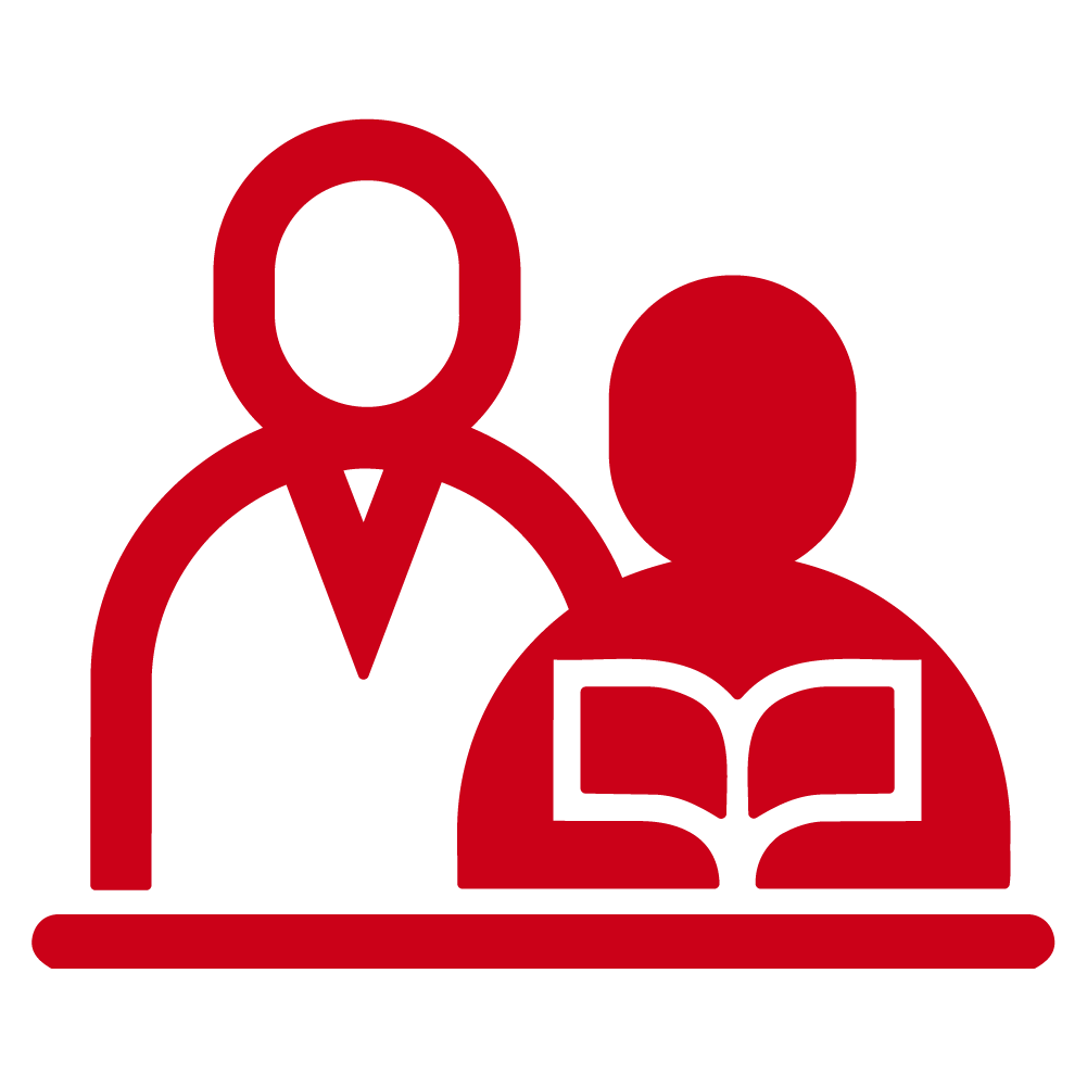 Icon of a mentor supporting a student reading