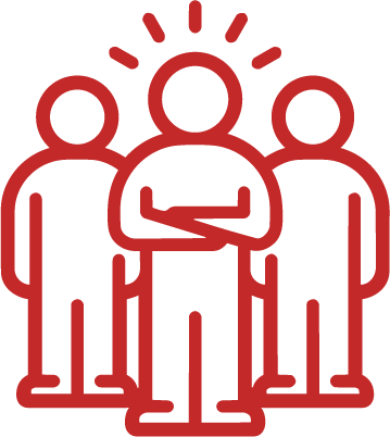Three people with a focus on the central figure