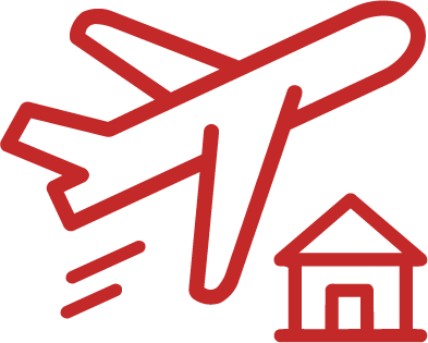 Airplane arriving at home icon