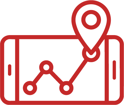 Smartphone screen showing a route map with a location pin