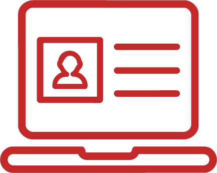 Laptop screen showing a user profile and text lines