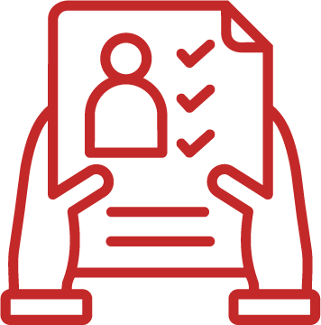 Hands holding a document with a profile icon and three checkmarks