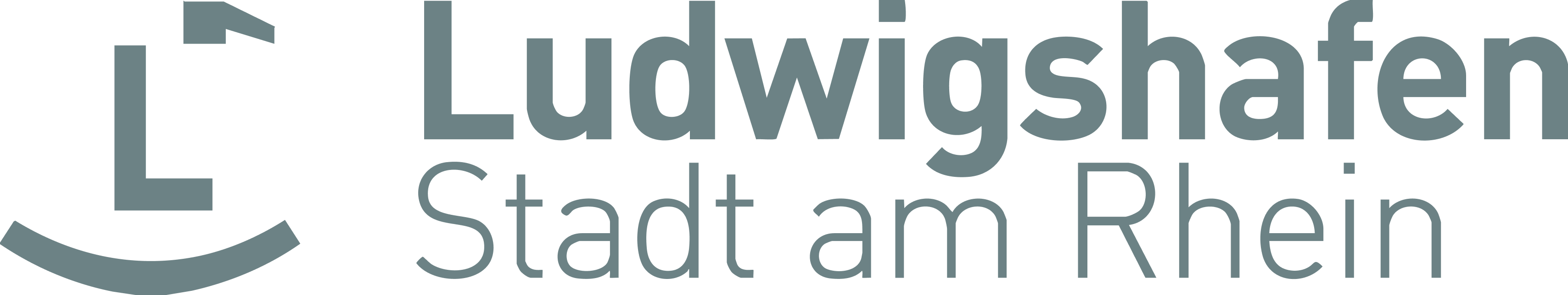 Logo of the city of Ludwigshafen consisting of a stylized L-shape symbol with a small rhombus, next to it the lettering 'Ludwigshafen Stadt am Rhein'.