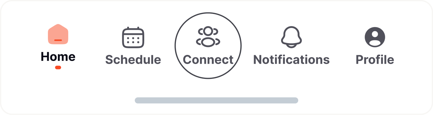 Confero app interface showing tab section