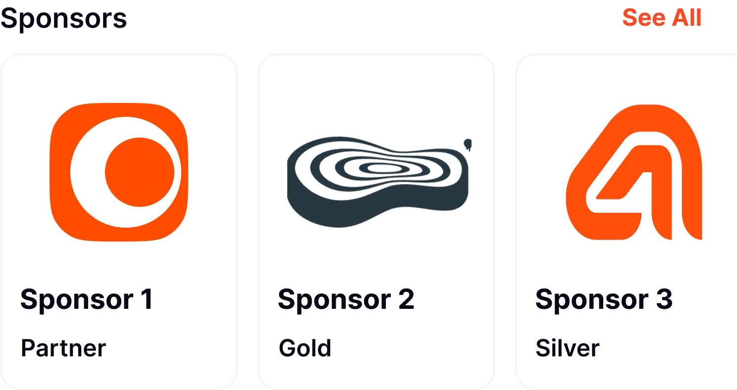 Confero app interface showing sponsors section