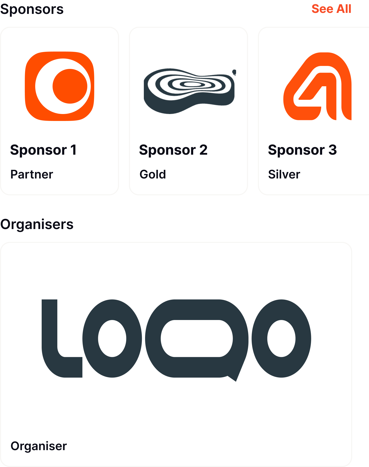 Confero sponsor showcase inside the event app