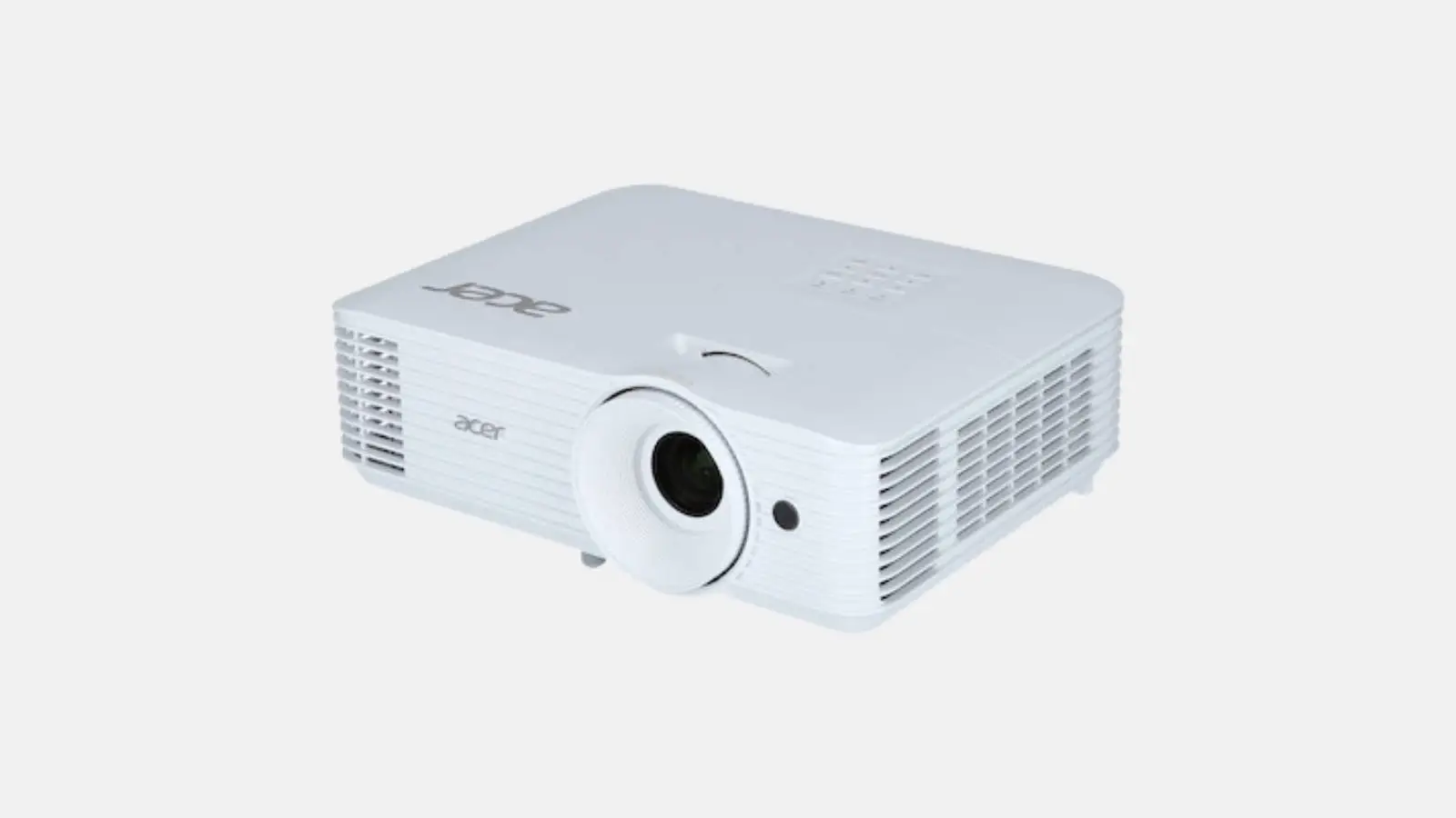 Acer X1528Ki Beamer in Weiß in schräger Frontansicht mit zentraler Projektionslinse.