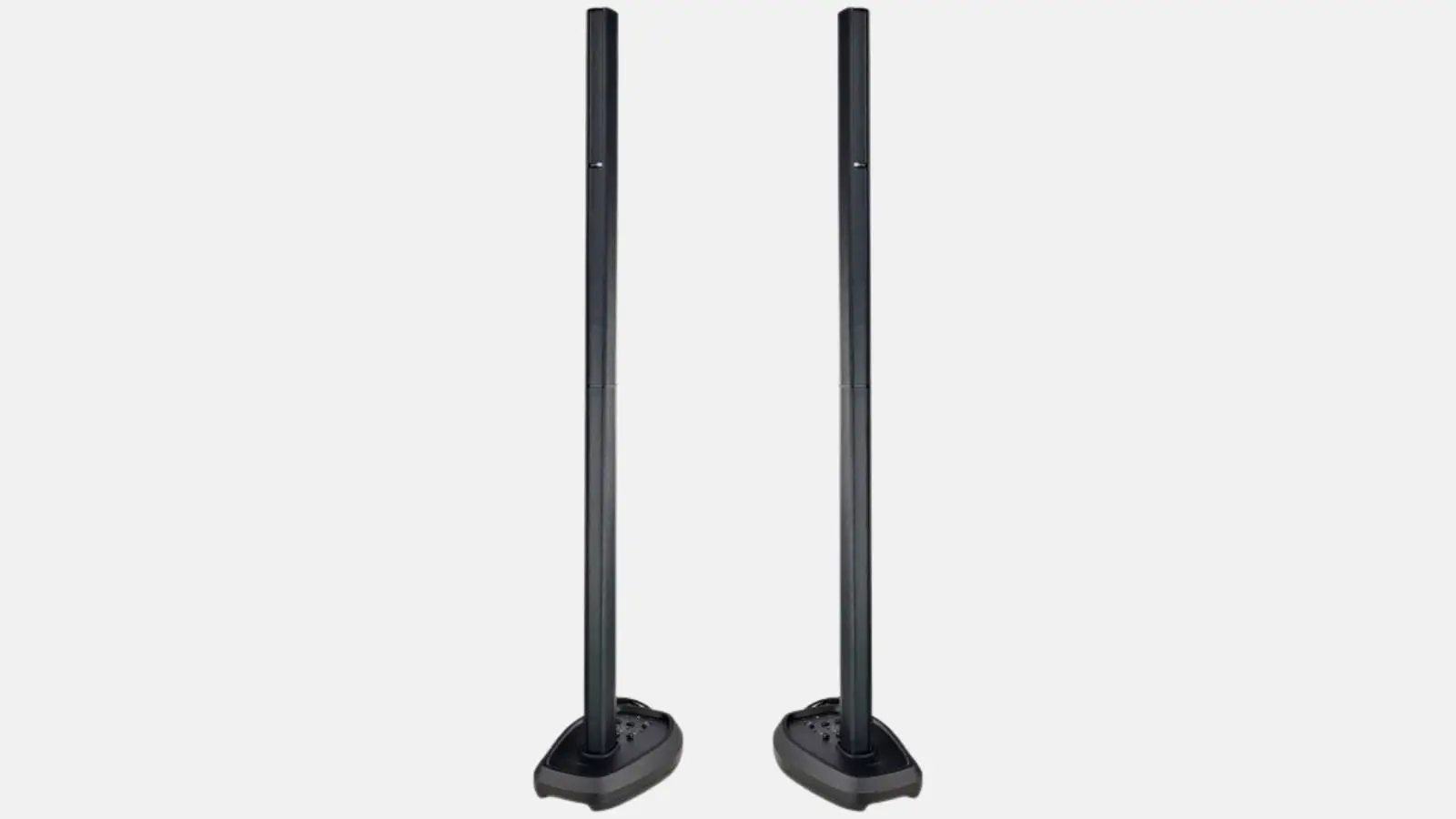 Bose L1 Pro32 Säulensystem mit zwei hohen schwarzen Line-Array-Säulen auf Bodenbasen vor weißem Hintergrund.
