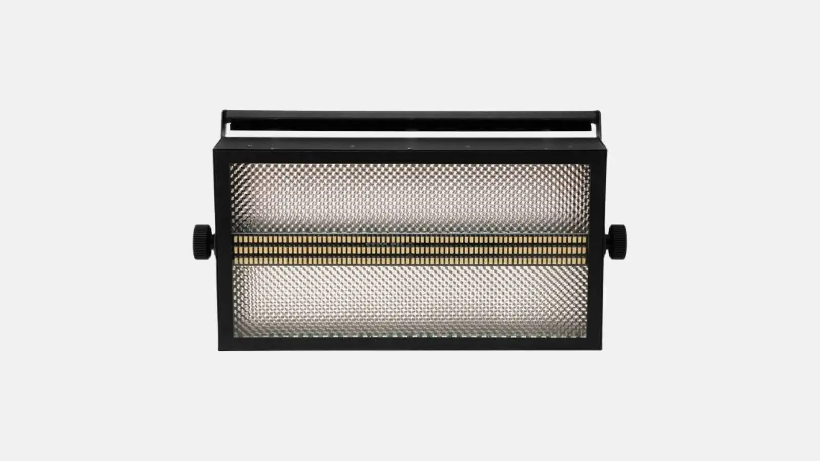 Eurolite LED Super Strobe ABL Stroboskop mit zentraler Blitzreihe in schwarzem Gehäuse vor weißem Hintergrund.