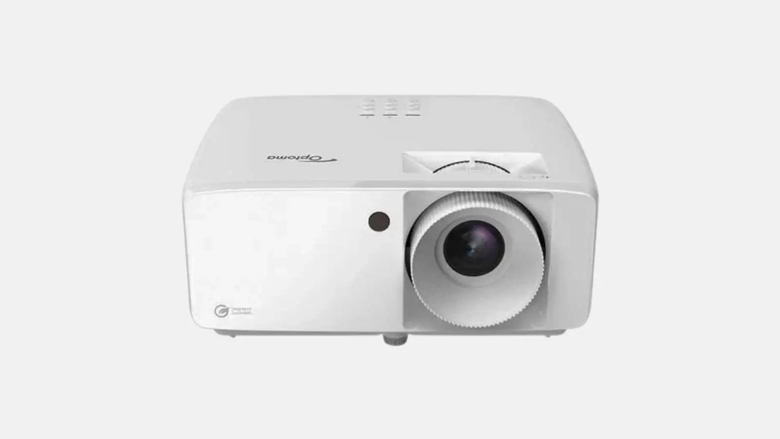 Optoma ZH420 Full HD Laser-Beamer in Weiß mit zentralem Objektiv in der Frontansicht.