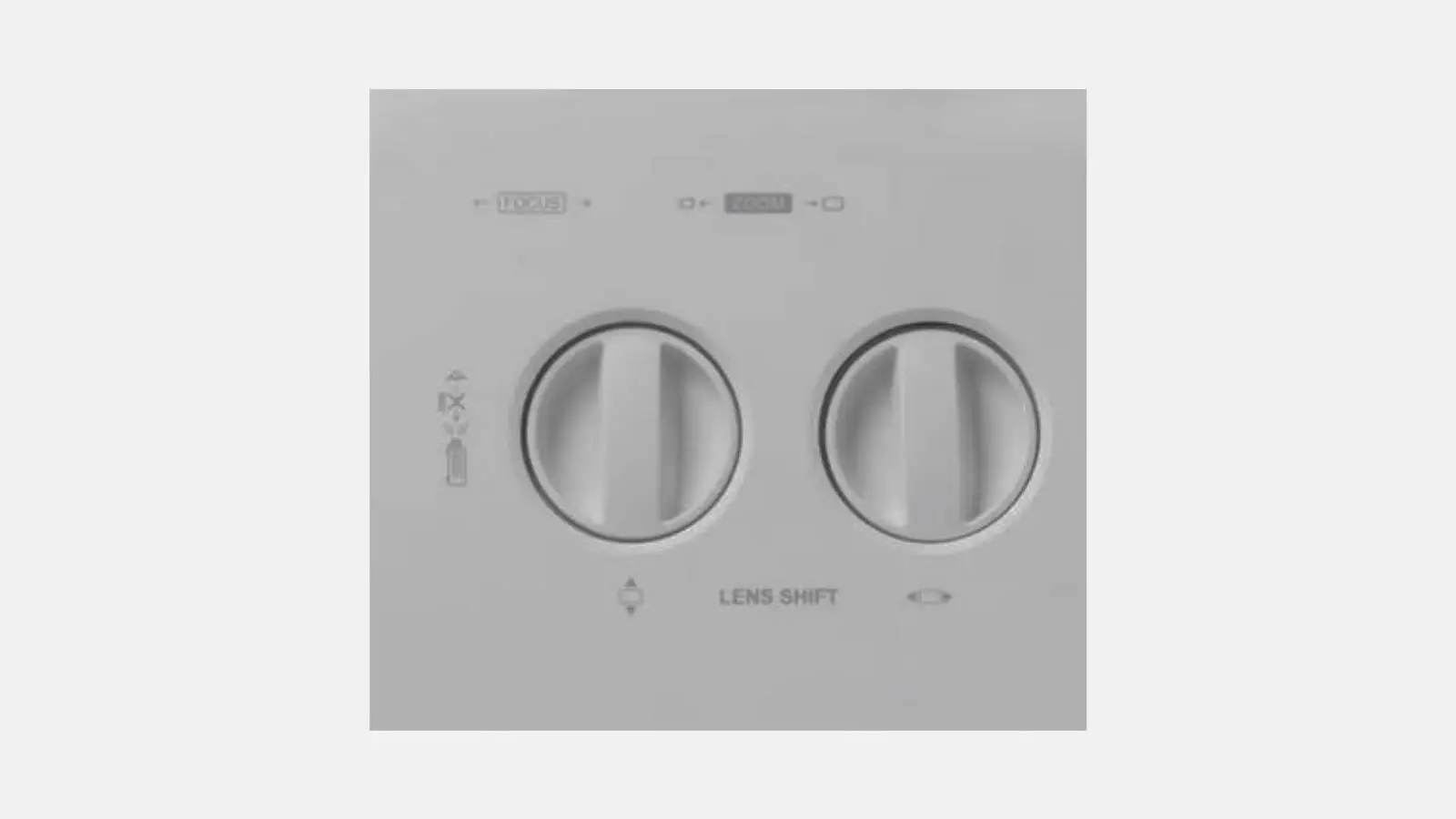 Detailansicht der Lens-Shift-Regler des ViewSonic LS920WU Laser-Beamers mit Fokus- und Zoomeinstellung.