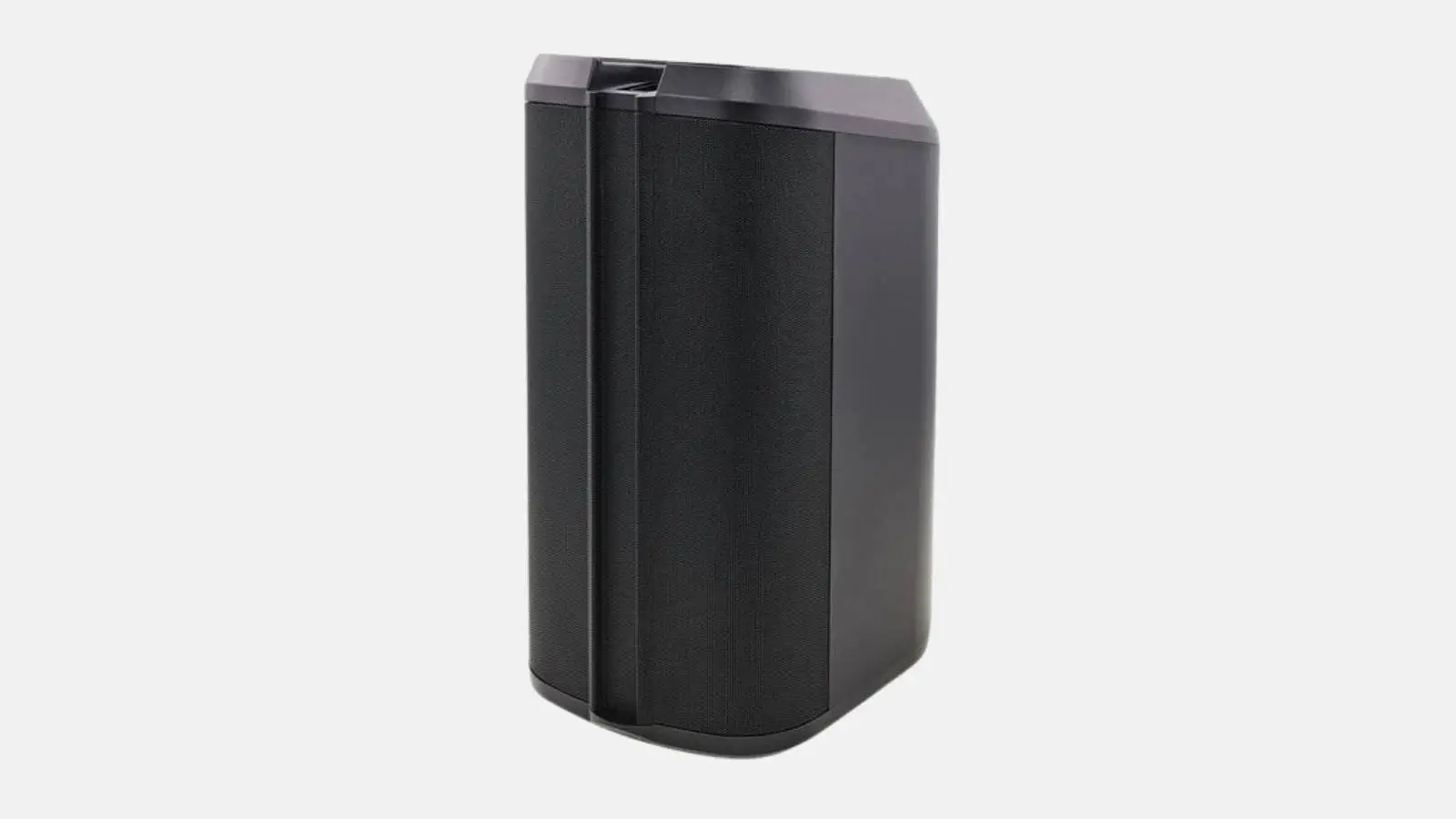 Bose L1 Pro16 Säulensystem, schwarzer Power Stand mit Basslautsprecher in Schrägansicht vor weißem Hintergrund.
