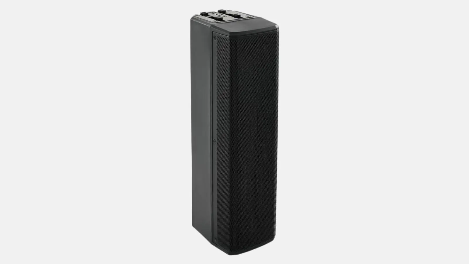 dB Technologies ES 503 Säulensystem in Schwarz mit Bedienelementen auf der Oberseite, schräg von vorne.