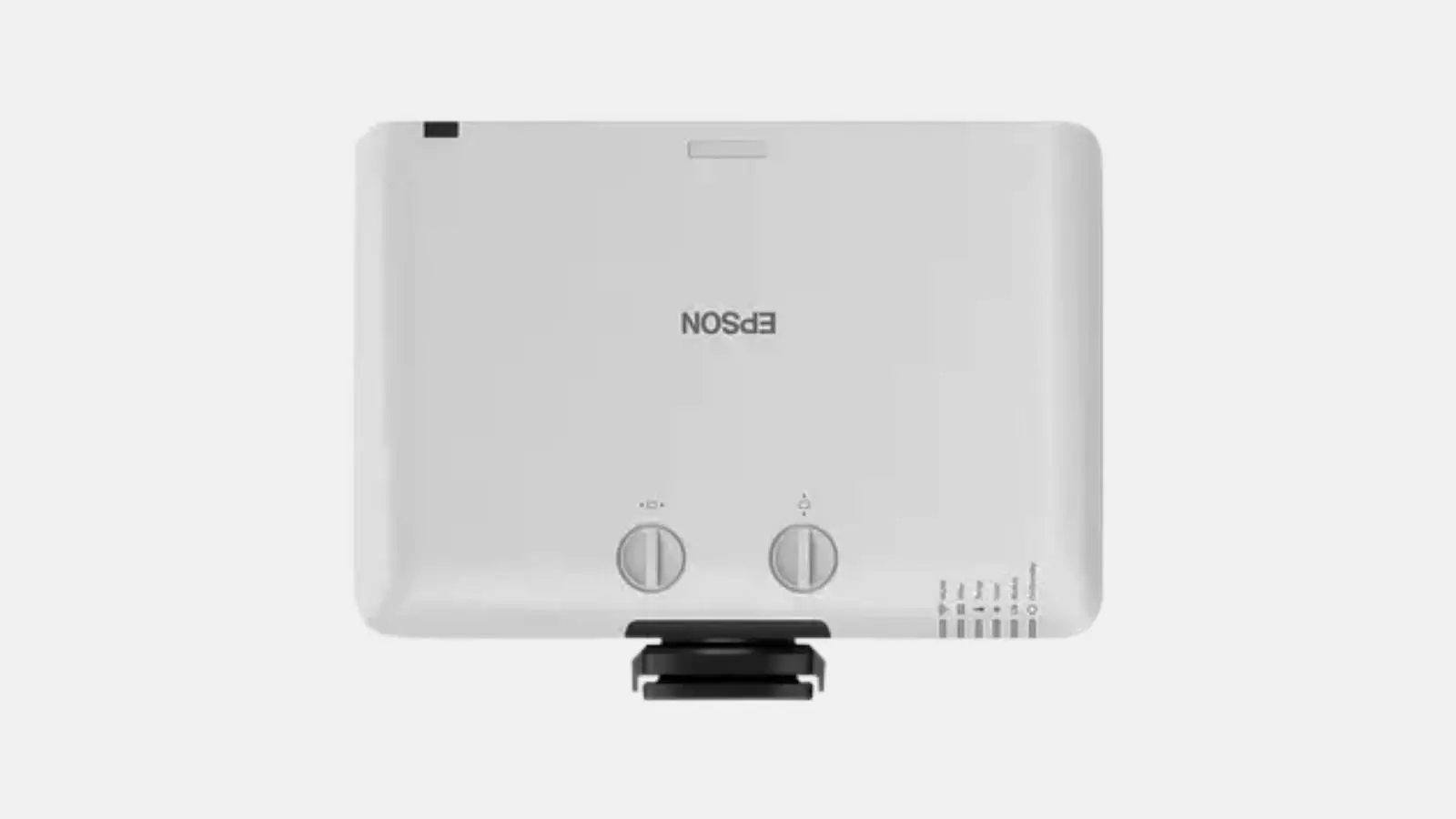Epson EB-L530U Laser-Beamer in Weiß mit Bedienreglern und Objektiv von oben vor weißem Hintergrund.