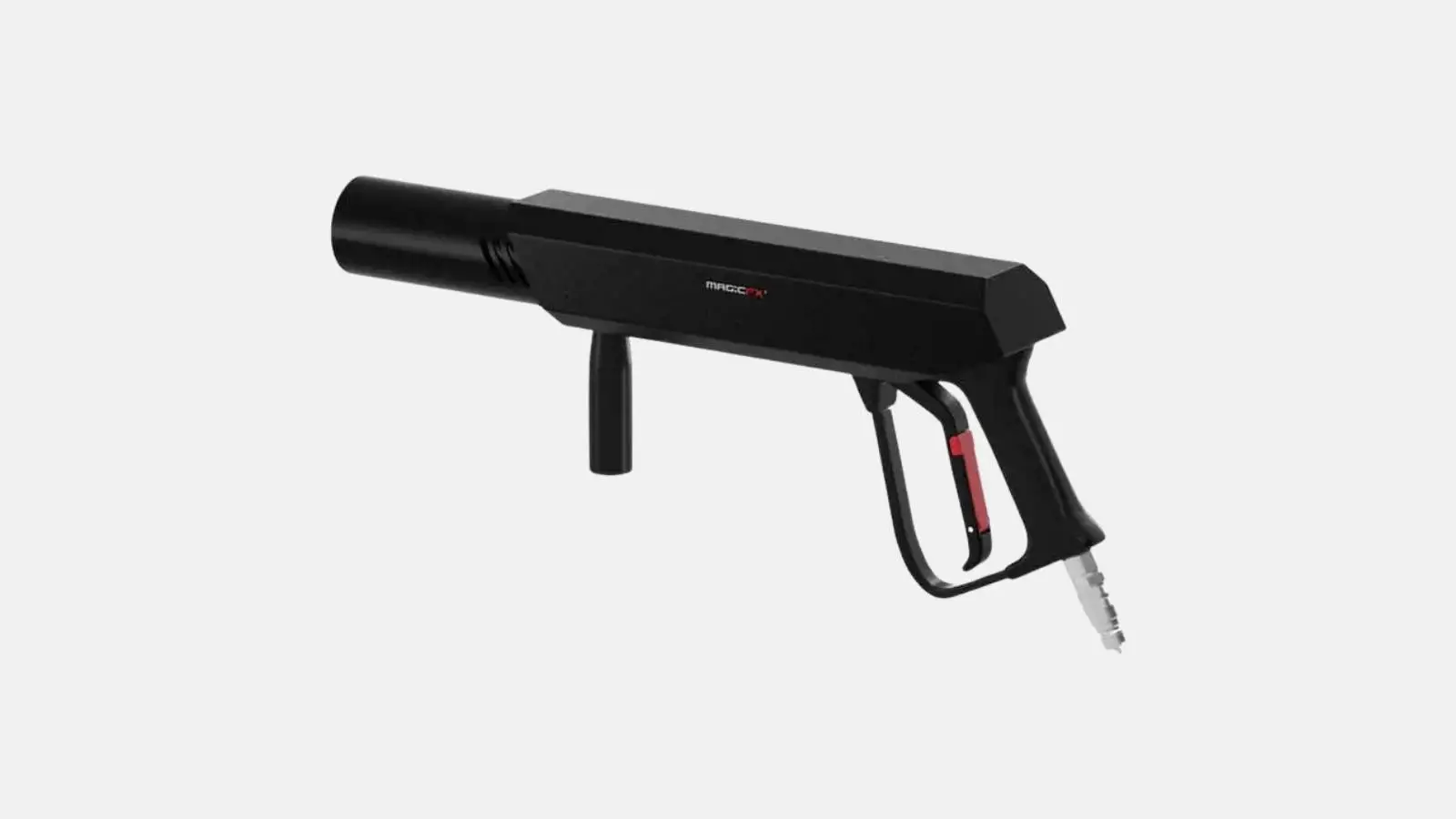 Magic FX CO2 Gun Hand-CO2-Kanone in Schwarz mit Pistolengriff vor weißem Hintergrund.