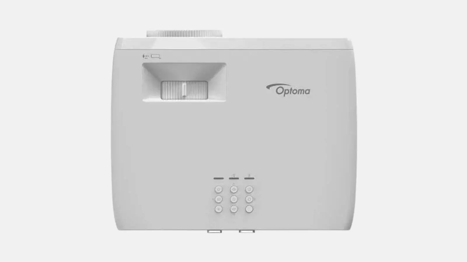 Optoma ZH420 Laser-Beamer in Weiß in der Draufsicht mit Optoma Logo und Bedientasten.