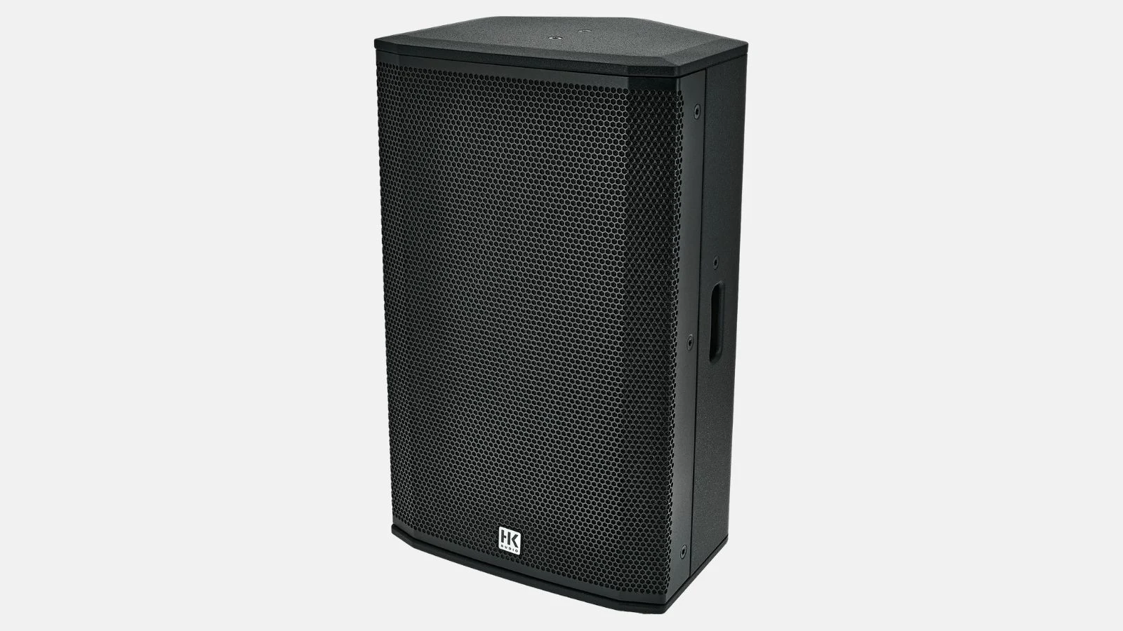HK Audio Lunar 112 XA Aktivlautsprecher in Schwarz schräg von vorne vor hellem Hintergrund.