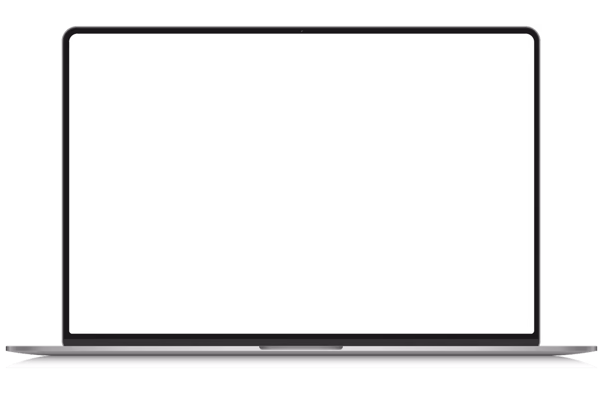 Open laptop with a black screen viewed from the front.