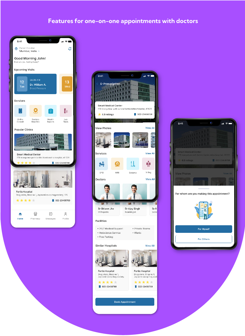 features for one-on-one appointments with doctors