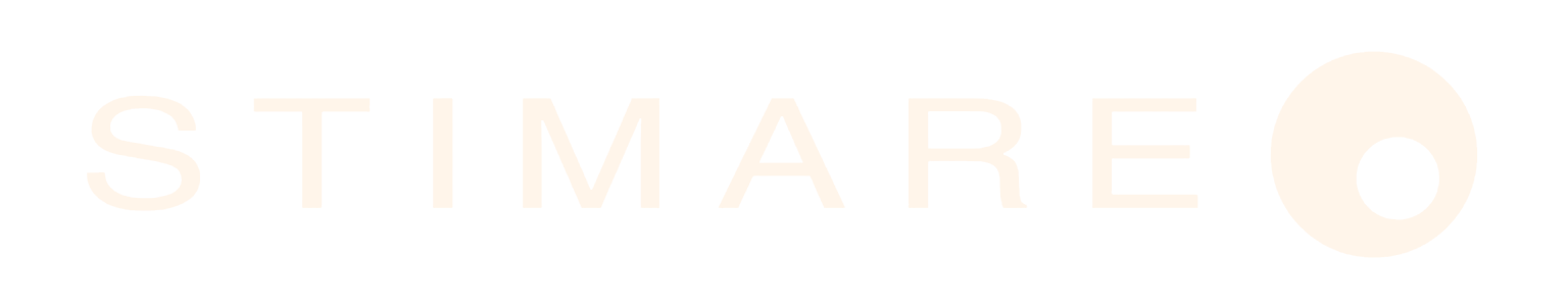 STIMARE logo with light beige letters and a circular design element on a white background.