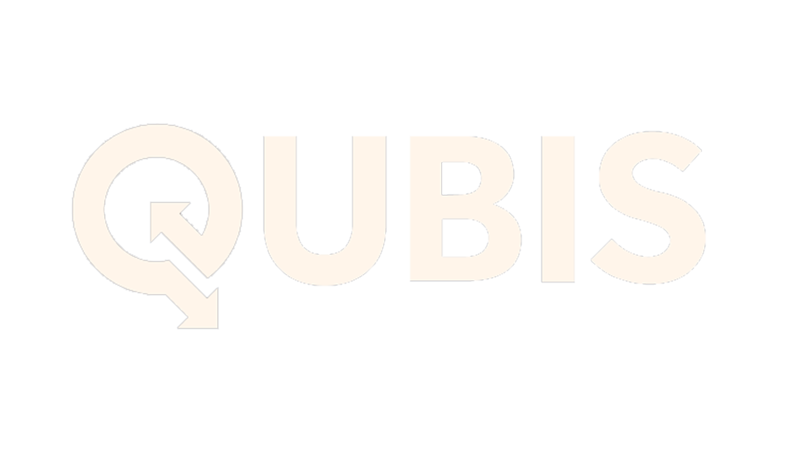 Logo with the word QUBIS featuring a stylized Q containing two intersecting arrows.