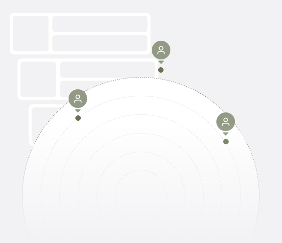 Um rada com ícones pinados representando os profissionais especialistas.